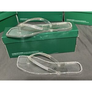 Lauren Lorraine Tampa Cleat Rhinestone Flip Flops Jelly Thong Sandals Size 8